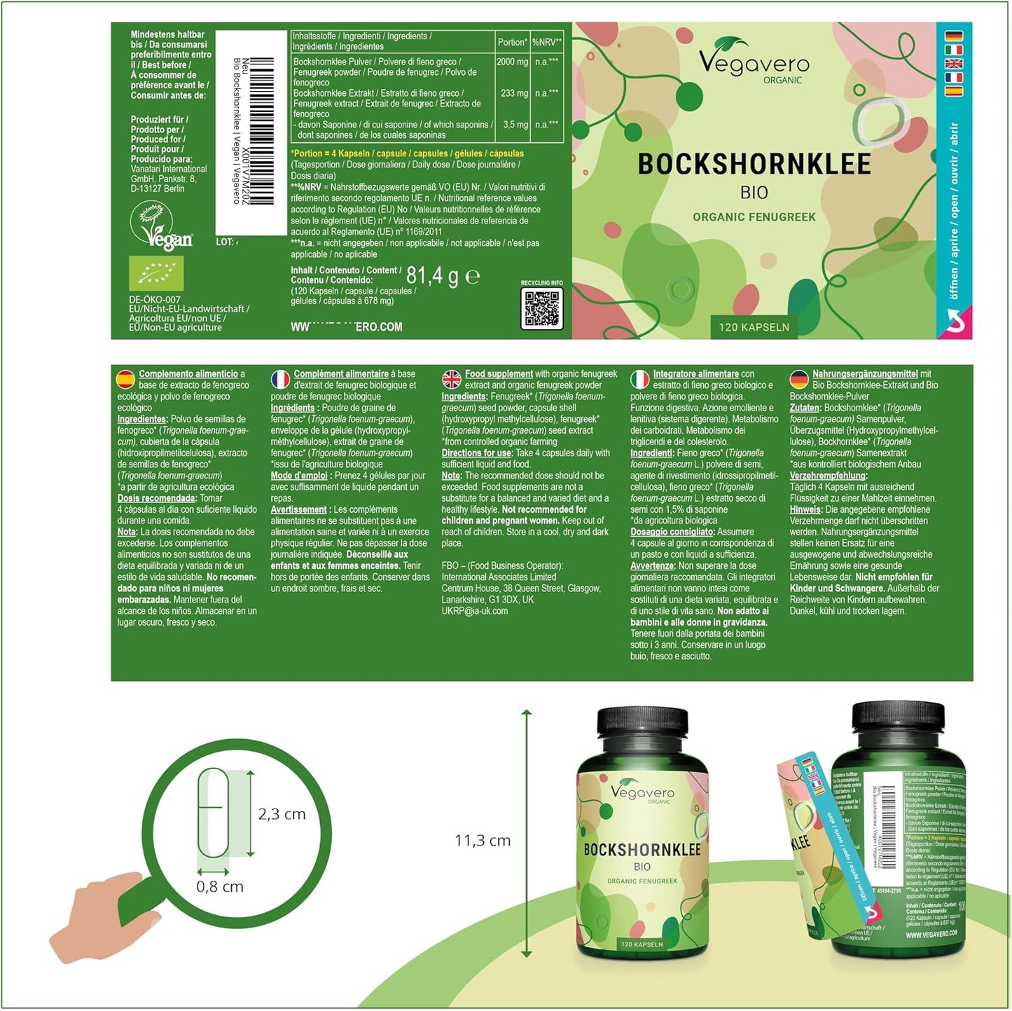 Fenogreco BIO | Dosis Alta: 2900 Mg | Para Lactancia Materna | Sin Aditivos | FENUGREEK | 120 Capsulas | Vegavero | Vegano