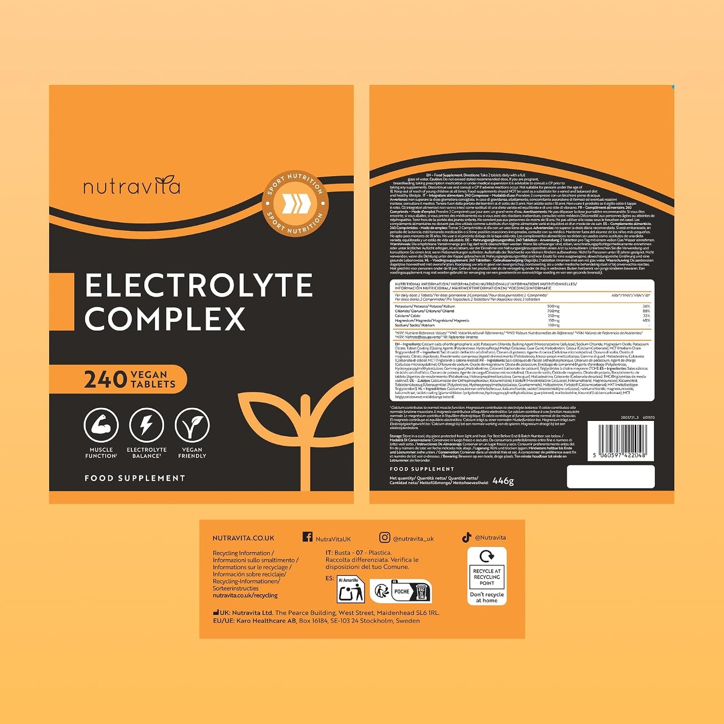 Nutravita Electrolitos Complejo - 240 Comprimidos Veganos - Potasio Y Magnesio, Calcio, Cloruro, Sodio - Electrolitos Sin Azucar - Función Muscular, Equilibrio Electrolítico - Electrolytes Hidratacion