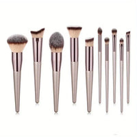 10 Pcs Champagne Gold Makeup Brushes Complete Set of Foundation Loose Powder Blush Concealer Eye Shadow Professional Set
