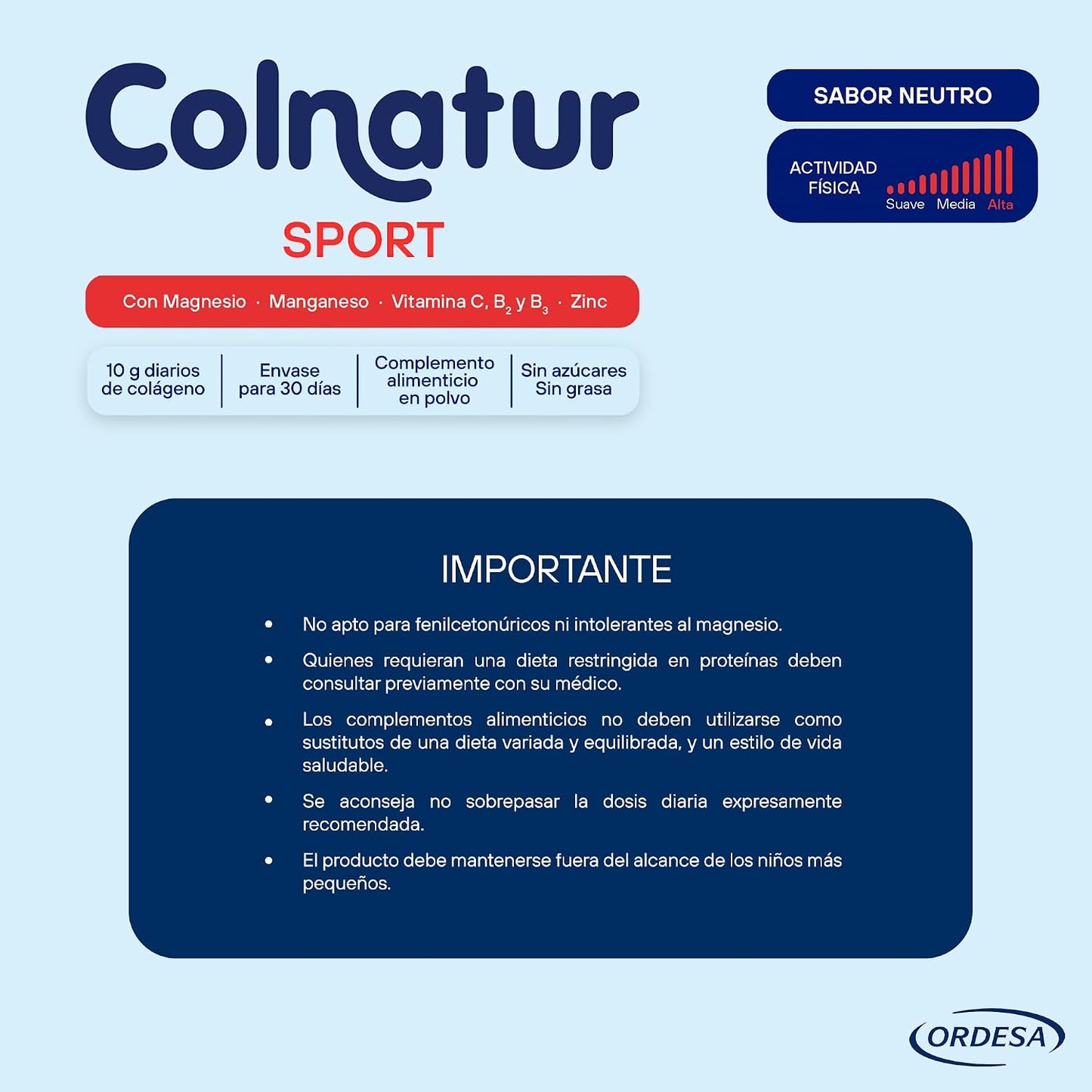 Colnatur Sport Neutro | 330G | Colágeno Con Magnesio, Zinc Y Vitamina C Para Músculos, Huesos Y Articulaciones | Con Magnesio, Zinc Y Vitamina C